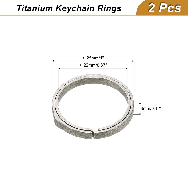 sourcing map Titanium Keychain Rings, 2 Pcs 0.75-inch Split Side