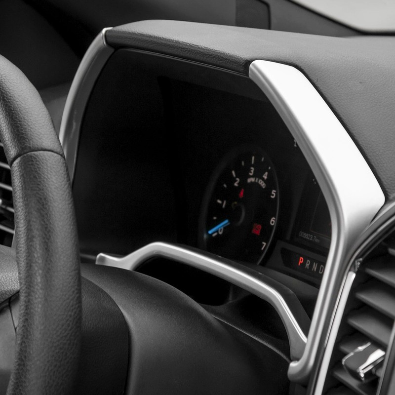 RT-TCZ for F150 Dashboard Instrument Panel Gauges Trim Cover Silver