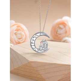 WINNICACA Mother's Day Mother and Daughter Necklace 925 Sterling Silver I Love You to the Moon and Back Pendant Chain Gifts for Mum Women, Sterling Silver