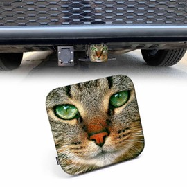 Beabes Trailer Hitch Cover 2 Inch Cat, Funny Kitten Cat Portrait Green Eyes Heavy-Duty Tow Rear Receivers Plug Covers, 2" Rubber Towing Hitch Cover for Trucks Cars SUVs Sedans