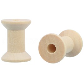 CleverDelights 1 1/8" x 7/8" Wood Spools - 25 Pack - Empty Craft Spools
