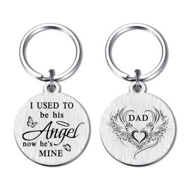 Memorial Gifts for Loss of Father Dad I Used to Be His Angel Now He's Mine Keyring