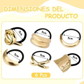 6 Pcs Doradas Hair Ties Accesorios Mujer, Retro Elástico Ligas Para Cabello