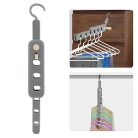 Coopache Clothes Hanger, Space-Saving Non-Slip Cabinet Organiser, Door Coat Rack, Foldable, Door Hook, Extendable Extensions (Grey, Pack of 1)