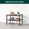 Smiry Bamboo Shoe Rack for Closet, 2 Tier Small Wooden