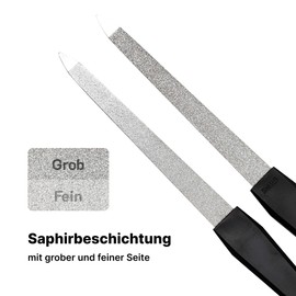 Sonnenschein by Hans Kniebes Nail File 17 cm Hollow File from Germany for Manicure and Pedicure Sapphire File with Coarse and Fine Coating Side Set of 5 17 cm Hollow File