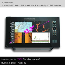 Premium Tempered Glass Screen Protector designed for Humminbird Apex 13 Finshfinder Chartplotter 13.3 Inch Touchscreen 13" 9H Anti Scratch (HD Clear)