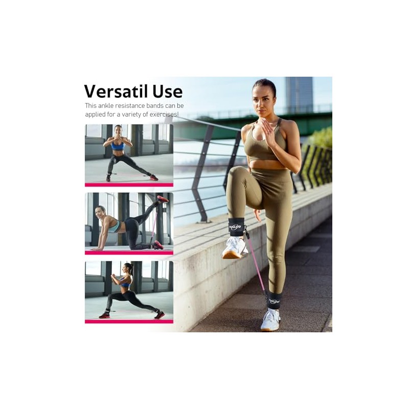 WALITO Ankle Resistance Bands with Cuffs, Ankle Bands for Working