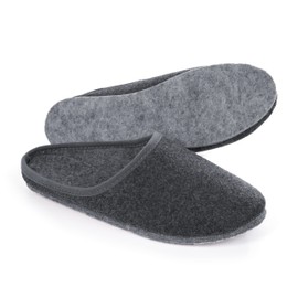 HEYO Felt Mules, Warm Lightweight Slippers for Men and Women, Sizes 36-48, gray
