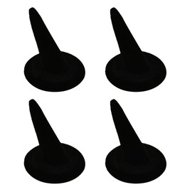 ccHuDE 4 Pcs Black Velvet Finger Ring Display Stand Cone Ring Holder Rack Jewelry Holder Showcase