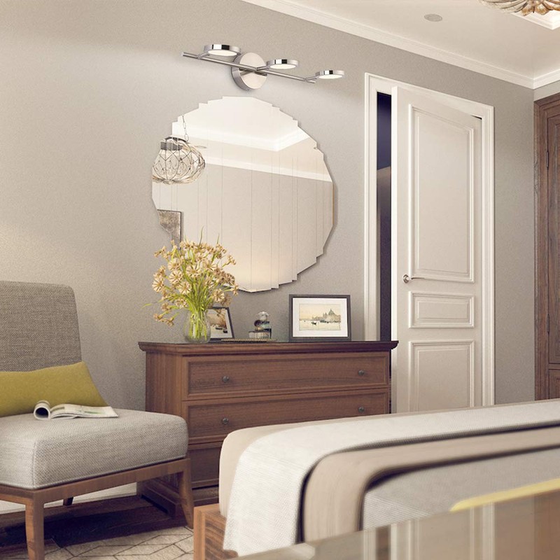 Joossnwell Modern LED Vanity Lights Nickel Finish, 3-Light Bathroom Lighting