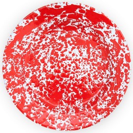 Crow Canyon Home Enamelware Dinner Plate, 10.25 inch, Red/White Splatter (Single)