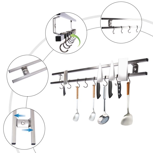 Unbranded 24Inch Magnetic Knife Holder Magnetic Knife Strip with 8