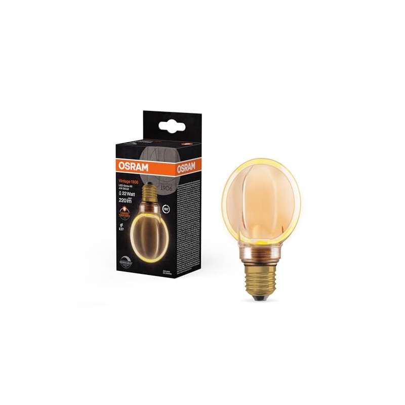 OSRAM Vintage 1906 Globe 80 Filament O Lamp, 4W, 220lm,
