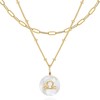 Zodiac Gold Sign on White Pearl & Shell Necklace -