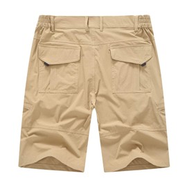 BASUDAM Men's Cargo Hiking Shorts Stretch Quick Dry Lightweight Work Shorts 6 Pockets for Camping Travel Khaki 30