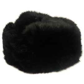 CUCUBA® Russian Fur Hat Grey/Brown Rabbit Fur Wool Schapka Ushanka Colour Black – Gift Idea (Size L), black