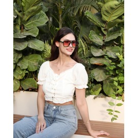 FEISEDY Retro Square Aviator Sunglasses Women Men 70s Vintage Trendy Plastic Frame Sun Glasses B4158