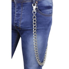 Unbranded Men Silver Metal Extra Long Wallet Chain Heavy Biker Thick Links Strong Jeans