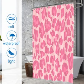 Seorsok Cute Leopard Shower Curtain Pink Modern Simple Home Tub Bathroom Curtain Decorative,Quick Dry Washable Durable Polyester Fabric 72" x 72"