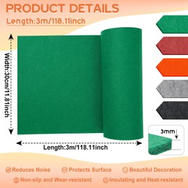 Votoko Felt Roll Felt Fabric, 30 cm x 300 cm x 3 mm Polyester Felt Underlay, Craft Felt for DIY Storage Bag, Patchwork, Sewing, Crafts, Felt Mat for Cutting Decoration (Green)