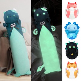 Long Cat Plush 5 Sizes, 120% Extra Filling Giant Plushness Body Pillow, Kawaii Cute Luminous Cat Stuffed Animals Soft Stuffed, Extra-Long Pillow Cat Plushies Gift for Girls Kids 20"