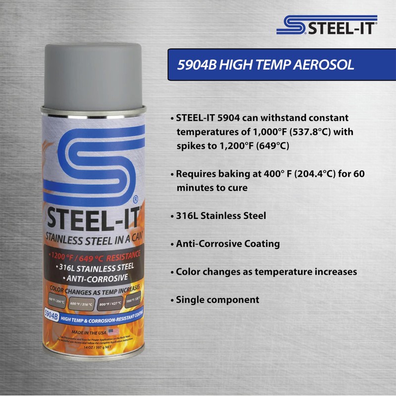 Steel-It 5904B Color changing, High Temp & Corrosion-Resistant Aerosol Coating