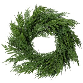 Wavwavw 24" Christmas Wreath Artificial Large Wreath Christmas Decoration for Front Door Real Touch Artificial Green Decoration for Xmas Winter Farmhouse Home Decor (Norfolk and Cedar)