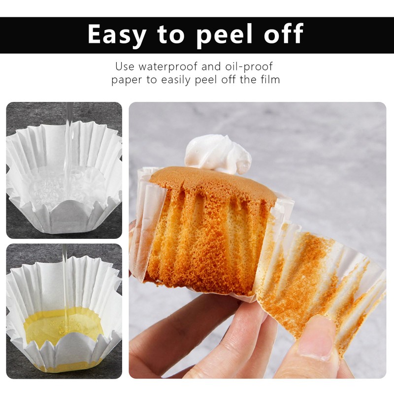 BRIOTA 100pcs Square Cupcake Liners, 2.4x1.7x1.6 Inch Cupcake Cases White,