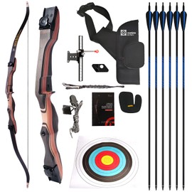 Sanlida Noble Standard Beginner & Intermediate Recurve Bow and Arrows Kit for Adult and Youth, Wooden Takedown Recurve Bow Package for Training, Practice & Competition RH Only (66", 36lbs)
