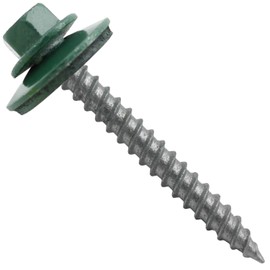 Metal ROOFING SCREWS: (250)12 x 2" IVY GREEN Hex ReGrip Sheet Metal Roof Screw. Sharp Point metal to wood siding screws. 5/8" EPDM washer.