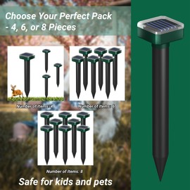 INENNT Solar-Powered Deer & Rabbit Repellent Devices for Outdoor Garden - Sonic Animal Deterrent for Yard, Plants & Trees - Waterproof Electronic Repeller (Safe for Pets),4PCS