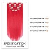 Aison Red Clip in Hair Extensions Real Human Hair 70G/7Pcs