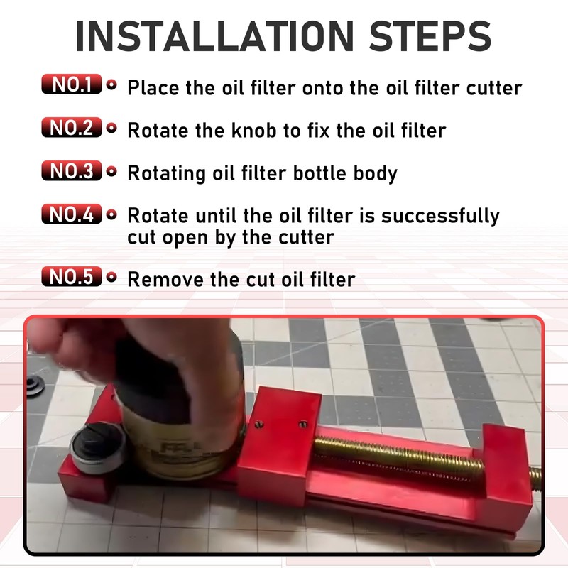 Gelessy 66490 Oil Filter Cutter with Vise Jaws, Adjustable Oil