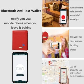 SMART LB Anti-Lost Bluetooth Wallet Tracker & Finder GPS Position Locator Mens Slim Minimalist trackable Cool leather wallet Credit Card Holder Gifts with Box