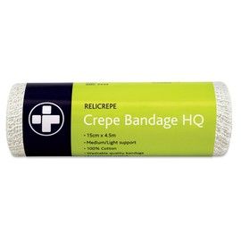 Reliance Medical Relicrepe Crepe Bandage HQ - Washable and Stretchable, Suitable for Treating Sprains, Strains and Minor Aches, 15 cm x 4 m, Pack of 10