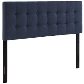 Ergode Emily Button Tufted Linen Fabric Upholstered Full Headboard | Elegant Design | Durable Construction | Tranquil Sleep | Navy