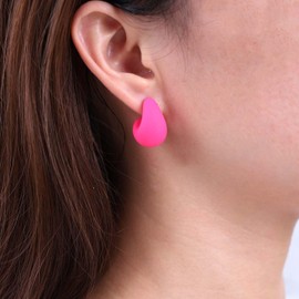 Inateannal Vintage Red Velvet Earrings Chunky Red C Shape Stud Earrings Red Acrylic Hoop Earrings Wide Hoop Earrings Light Chunky Stud Earrings Jewellery for Women and Girls, Zinc, No Gemstone