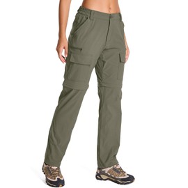 Womens Hiking Pants Convertible Quick Dry Stretch Lightweight Zip Off Outdoor Safari Pants with Cargo Pockets,2195,Light Green,14