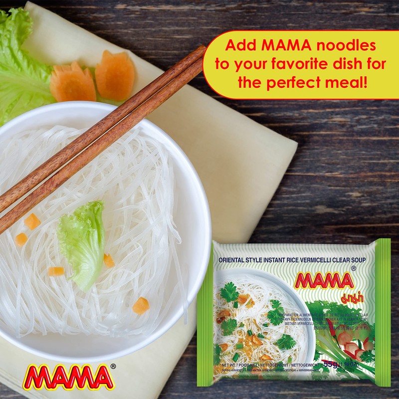 MAMA Noodles Vermicelli Clear Soup Instant Rice Noodles w/Delicious Thai