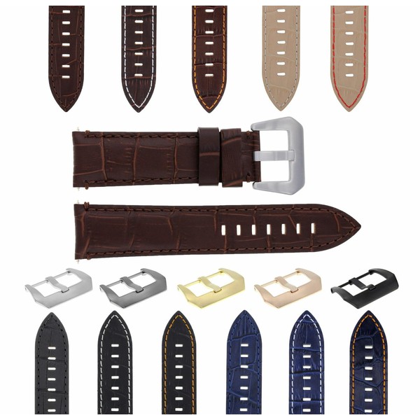 Ewatchparts 22-24mm Leather Watch Band Strap Compatible With Montblanc Timewalker