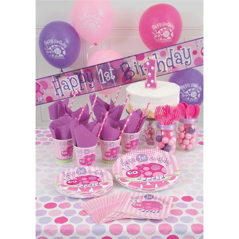 Unique Party 40395 - 23cm Pink Ladybird 1st Birthday Party