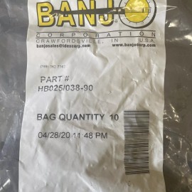 Banjo 10 Banjo 1/4" Male Thread X 3/8" 90-Deg Hose Barb Part # HB025/038-90 NEW