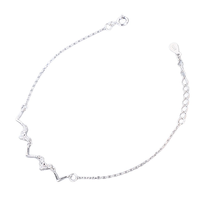 S925 Sterling Silver Heartbeat Wave Bracelet Geometric Wave Bling Fine