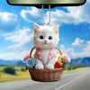 2D Flat Whimsical Angel Cat Acrylic Pendant - Car Mirror