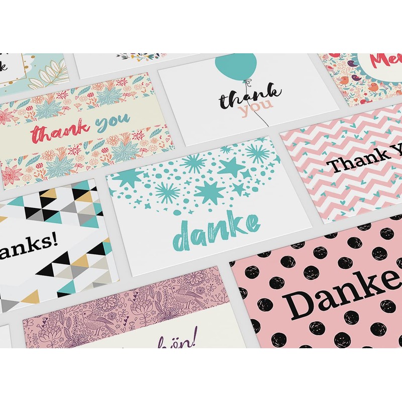 Friendly Fox Dankeskarten, 20x Danke Postkarten in DIN A6, Karte