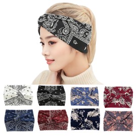 Headband Paisley Floral Headband, Sports Sweatband, For Men and Women, Face Washing, Breathable, Stretchy, Soft, Thin, Running, Dance, Yoga, Jogging, Bicycle, Outdoor, Unisex (Floral Wine)