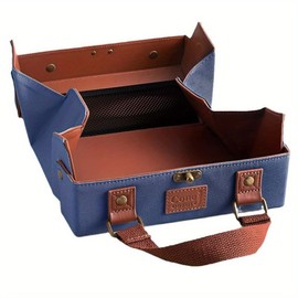 UABUITGLS Travel Cosmetic Bag, Women's Large Capacity Foldable Cosmetic Bag, Portable Hand-Held PU Toiletry Bag With Mesh Pocket And Handle, Open Flat Design For Easy Access,