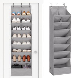 STORAGE MANIAC Over the Door Shoe Organizer Heavy-Duty Large Deep Pocket Hanging Shoe Organizer Shoe Rack Door Closet Shoe Organizer for Wall, Dorm & Narrow Door Storage Shoe Holder Grey, 1 Pack