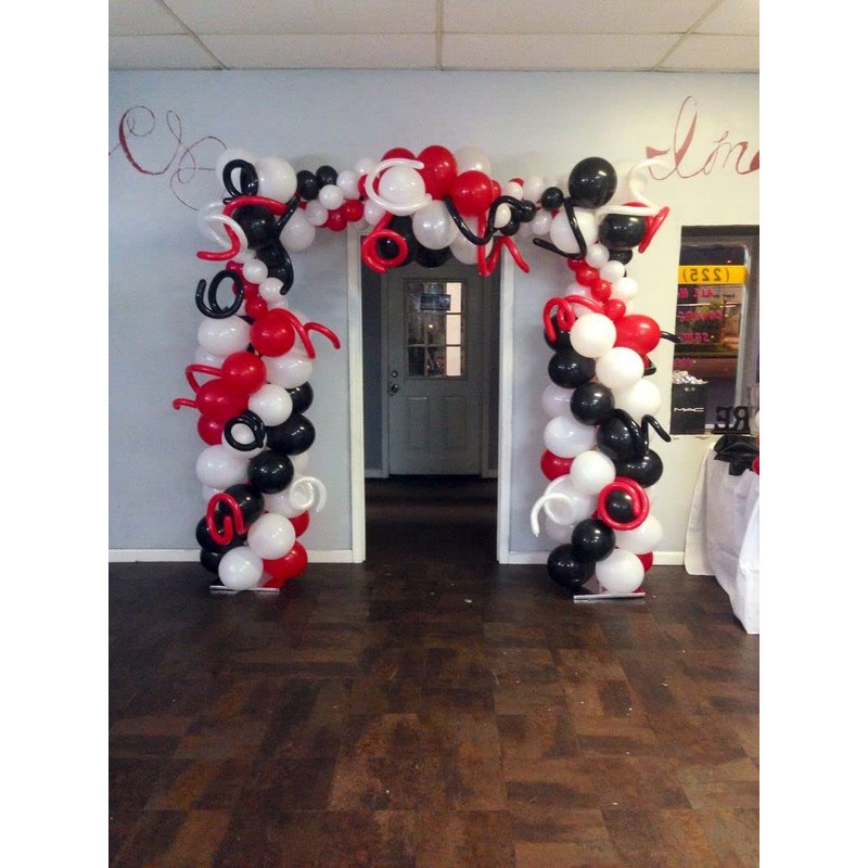 12" Latex Vibrant White, Red, Black Colour Combination Plain Balloons
